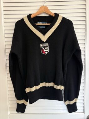 Vintage Polo Ralph Lauren Suicide Ski Sweater XL Navy 100% Wool